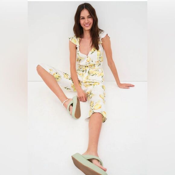 For Love and Lemons Size XS Limonada Flutter Sleeve Jumpsuit - Picture 1 of 8